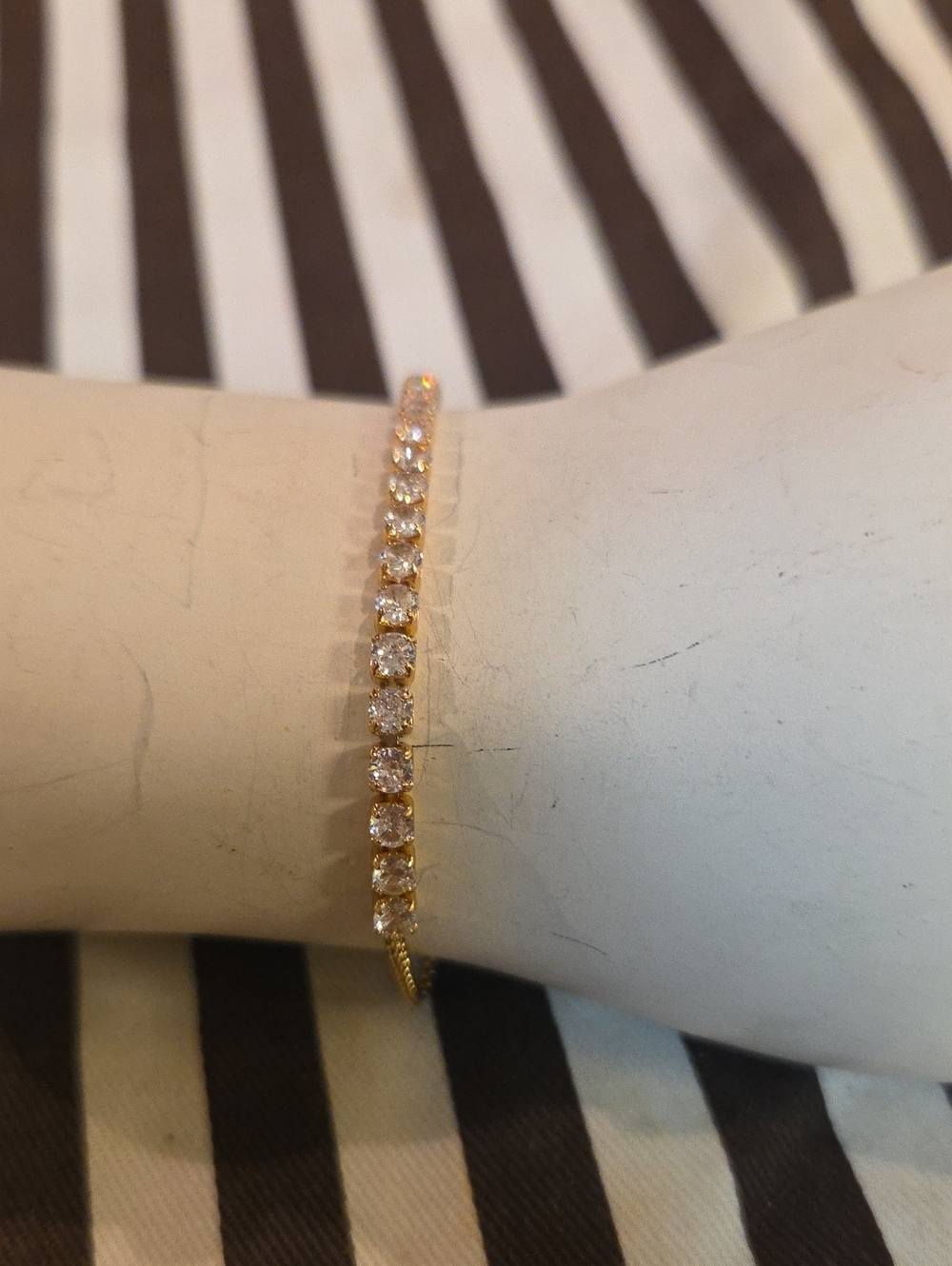 Gold-Tone Crystal Tennis Bracelet - Sparkling Clear Stones